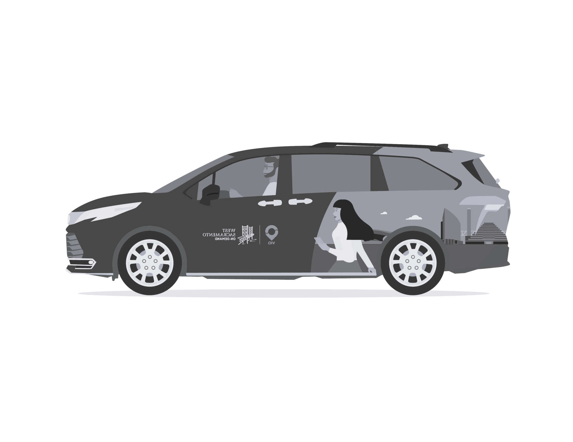 Via Van - On-Demand Rideshare - Updated Wrap Black and White